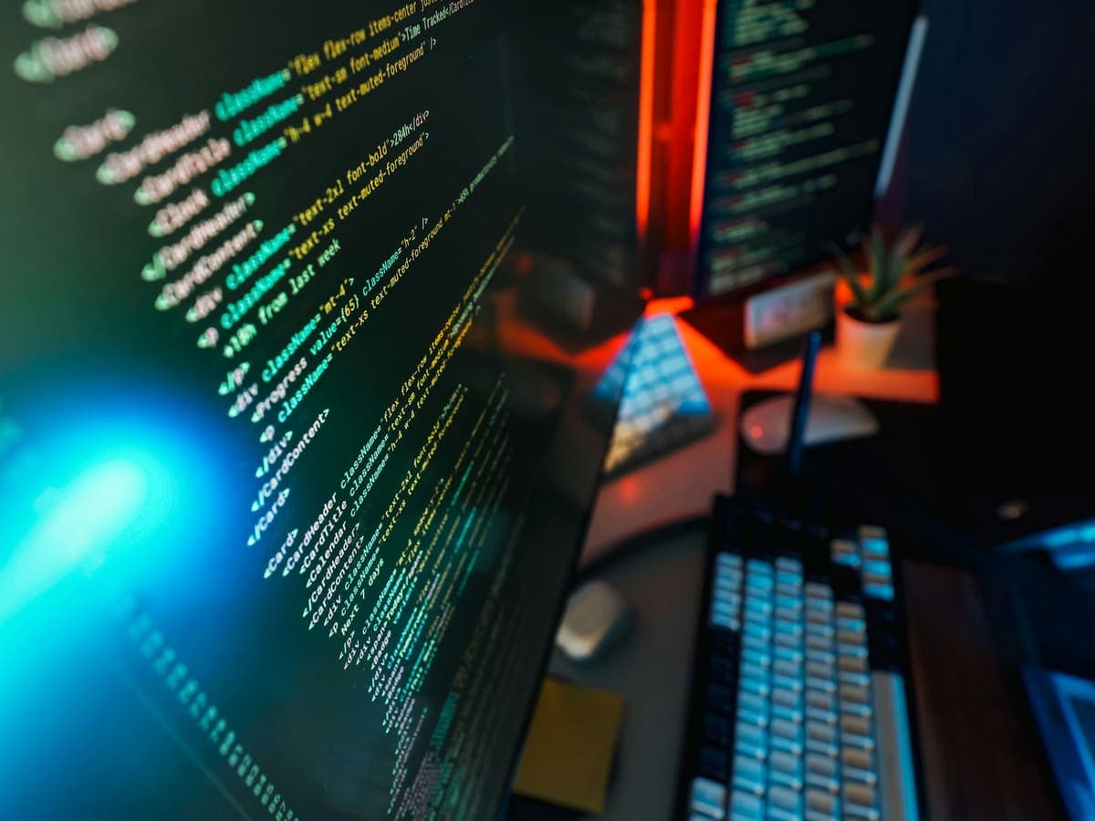Application code on a developer's screens